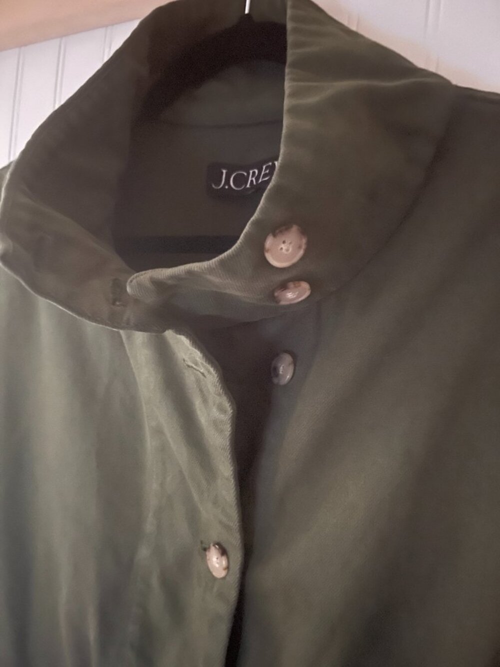 J Crew Funnel-neck Field Jacket in Heavyweight Twill, Green, XL